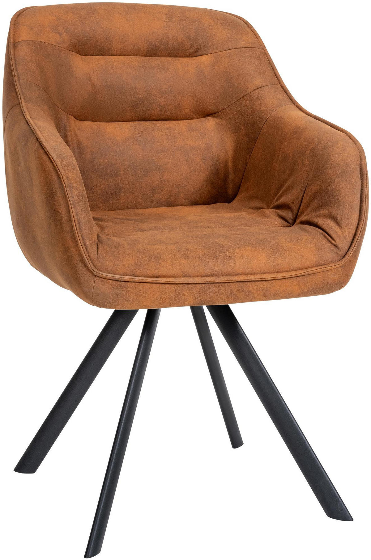 ARMLEHNENSTUHL Vintage Stoff hellbraun - Hellbraun/Schwarz, Textil/Metall (57/90/63cm) - CLP