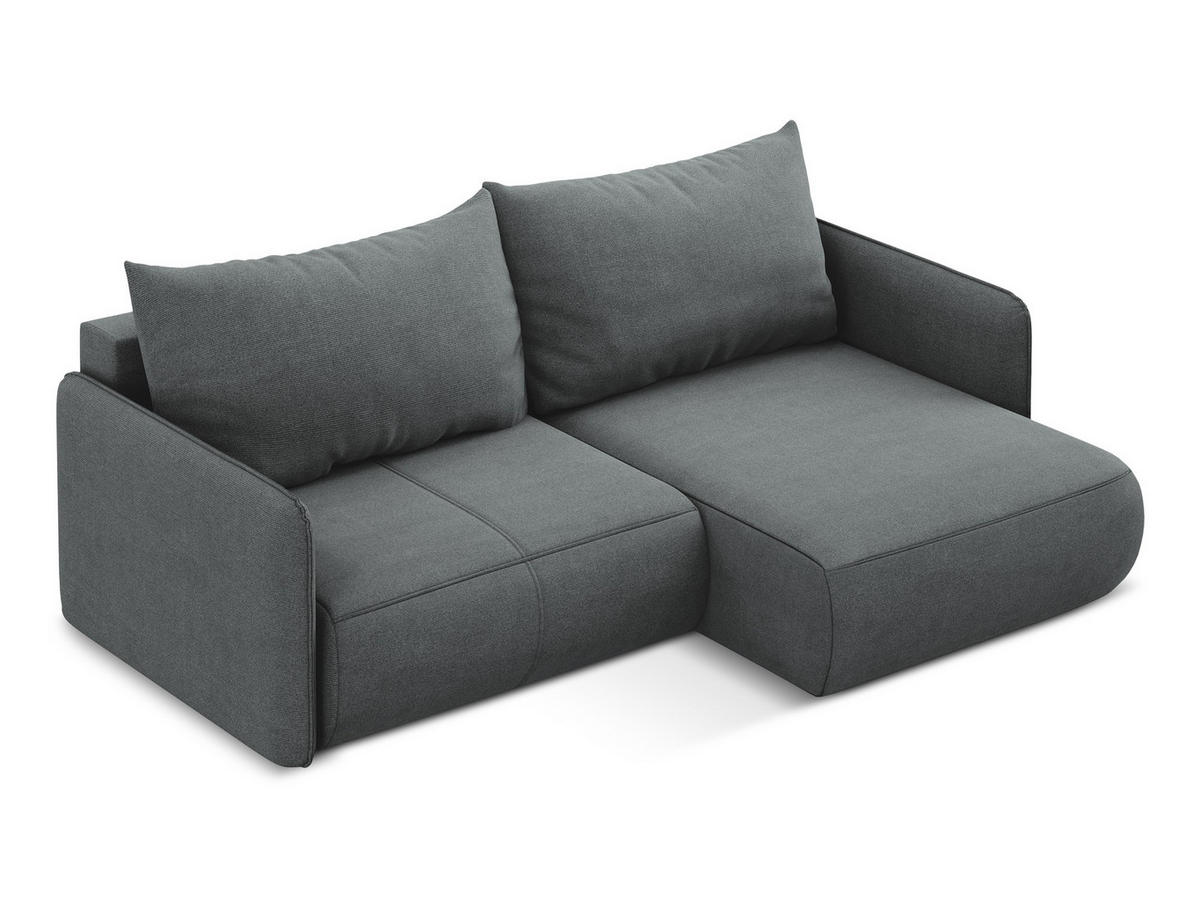 ECKSOFA mit Schlaffunktion Strukturstoff Stoff Grau - Schwarz/Grau, Kunststoff/Textil (207/148cm) - Makamii