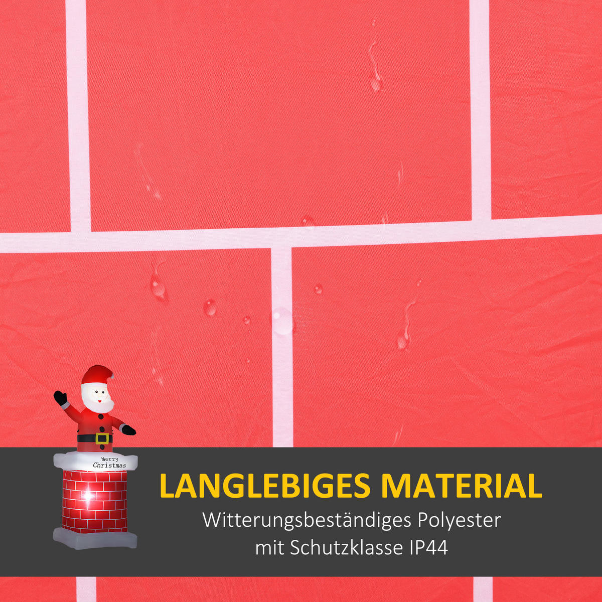 AUFBLASBARER Weihnachtsmann, Polyester, Mehrfarbig - Multicolor, Kunststoff (70/210/80cm) - HOMCOM