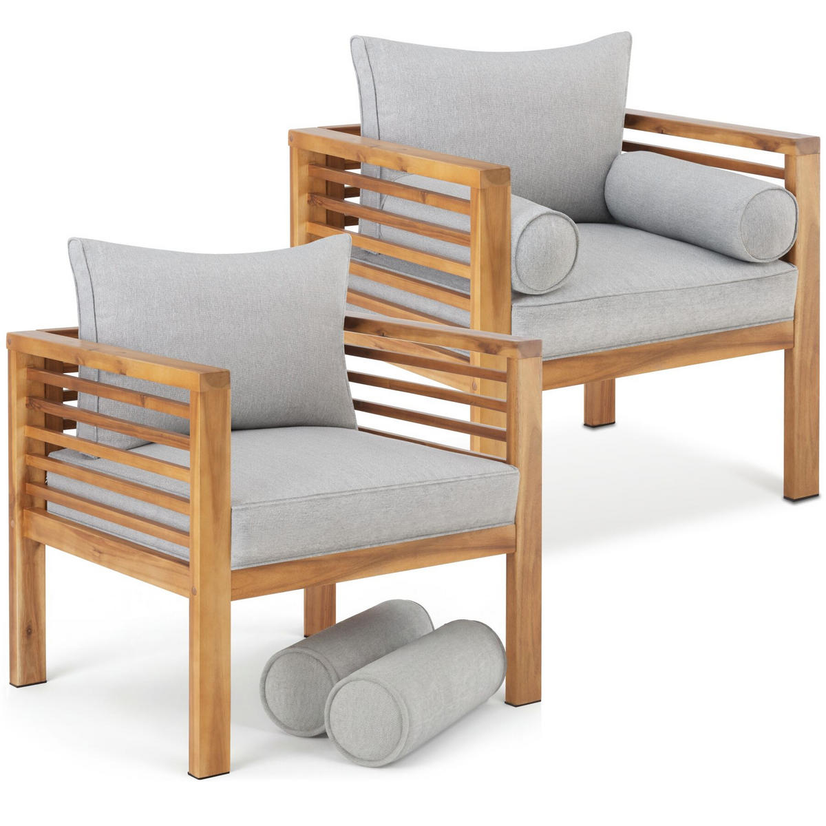 GARTEN-LOUNGESESSEL Boka, 72 x 63 x 64,5 cm, braun - Braun, Holz (72/78/63cm) - tectake