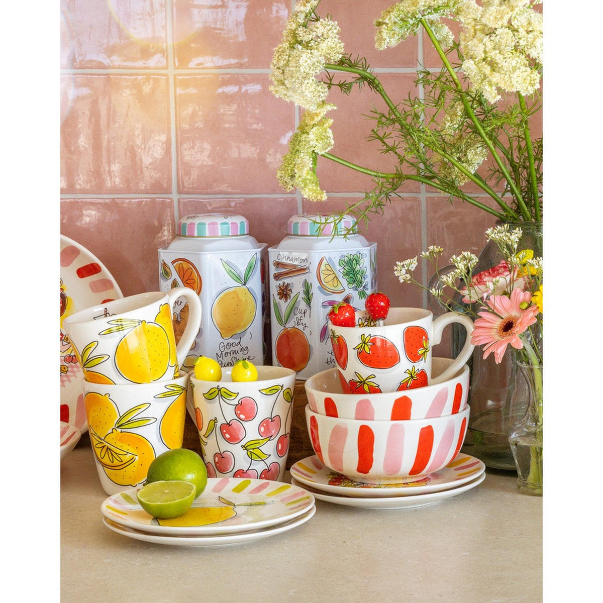 TELLER Taste Of Summer Zitrone in Bunt - 18cm - Multicolor, Keramik (18/18/2cm) - Blond Amsterdam
