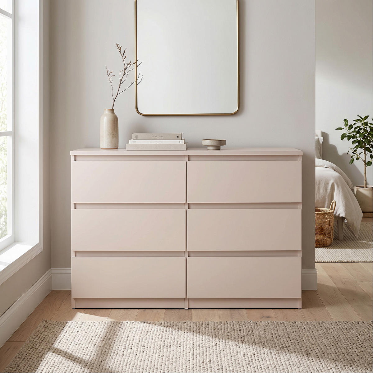 KOMMODE NUDO 120/78,5/39cm mit 6 Schubladen Türen Kaschmir - Kaschmir, Holzwerkstoff (120/78.5/39cm) - MASSENO