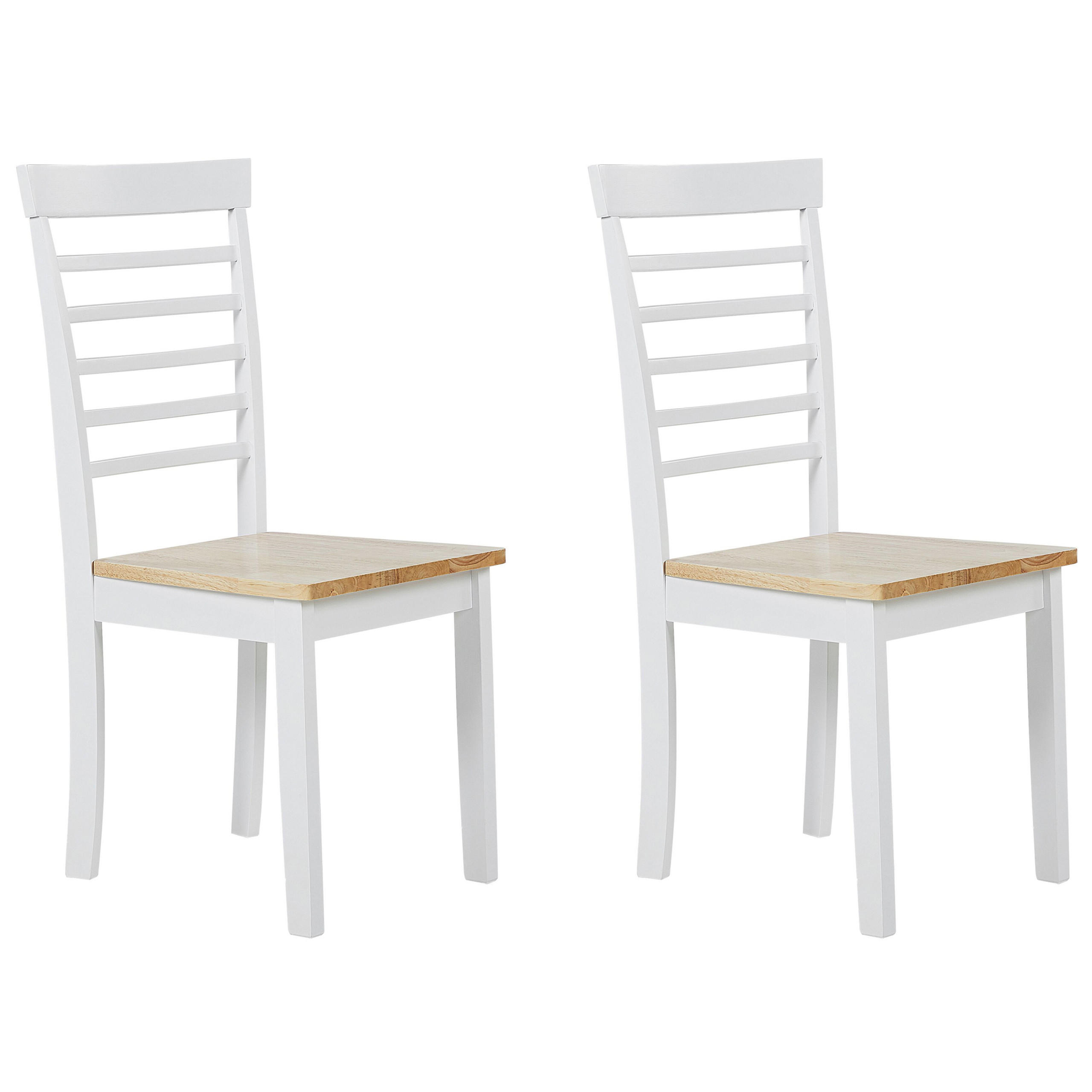 ESSZIMMERSTUHL 2er-Set Gummibaumholz Heller Holzfarbton Battersby - Hellbraun, Holz (40/94/40cm) - Beliani