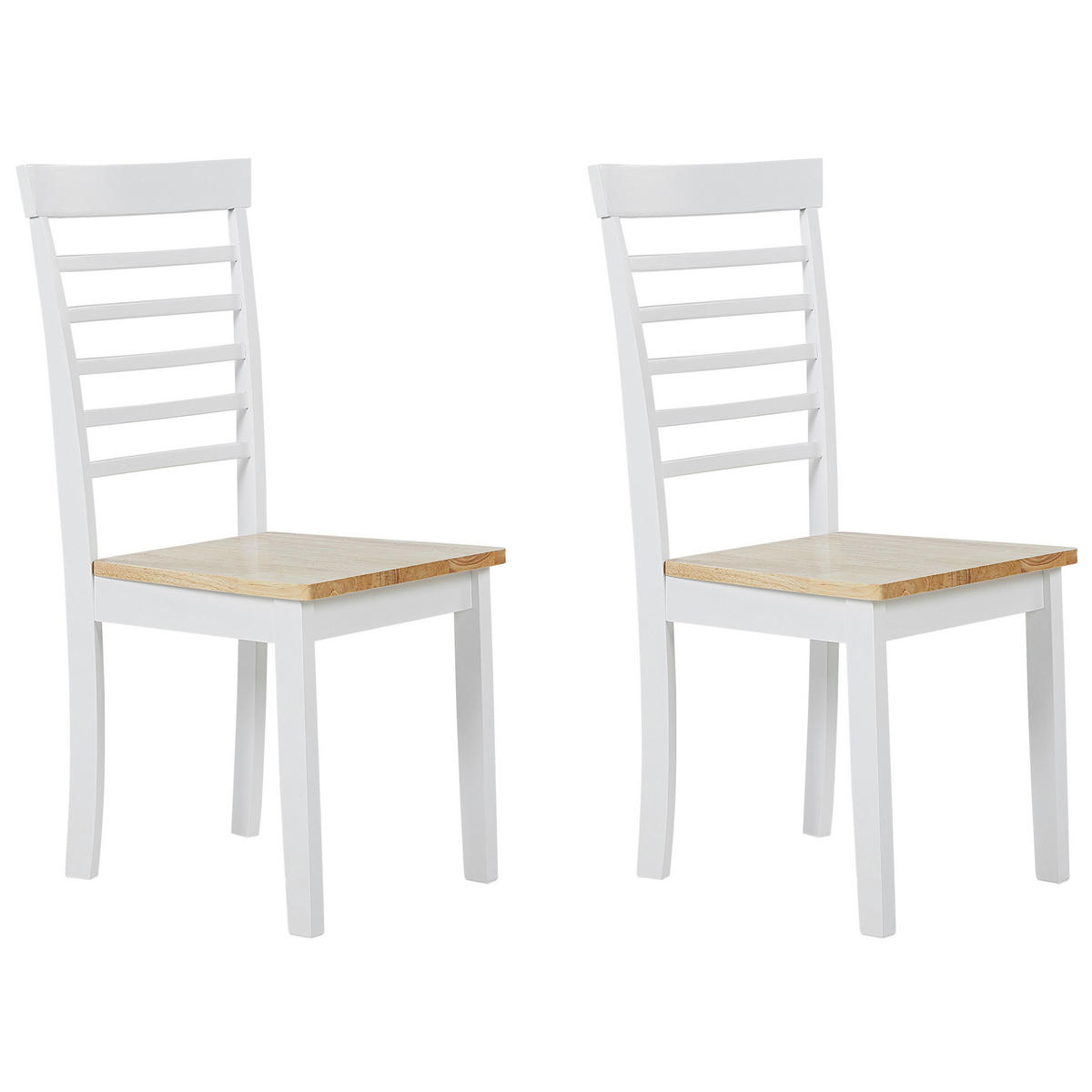 ESSZIMMERSTUHL 2er-Set Gummibaumholz Heller Holzfarbton Battersby - Hellbraun, Holz (40/94/40cm) - Beliani