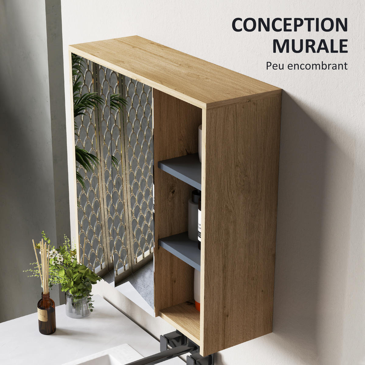 SPIEGELSCHRANK Naturfarben - Naturfarben, Holz (60/60/20cm)