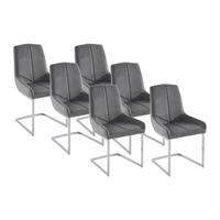 STUHL 6er-Set - Samt & Metall - Grau - BERLONA - Grau, Textil (53/96/58cm) - Vente-Unique