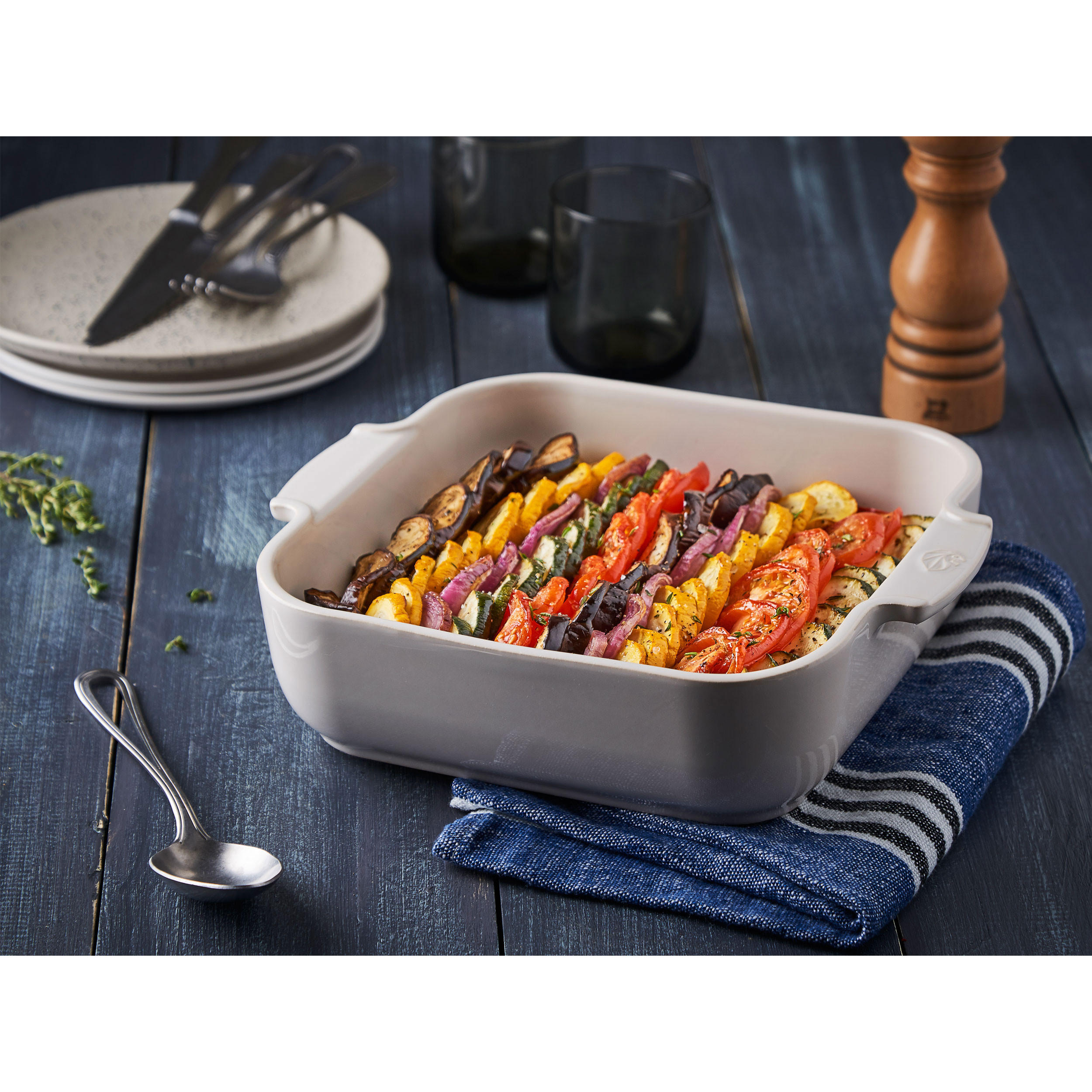 AUFLAUFFORM Keramik Appolia 21cm Quadratisch Ecru Spülmaschinenfest - Weiß, Keramik (17.5/21/6cm) - PEUGEOT