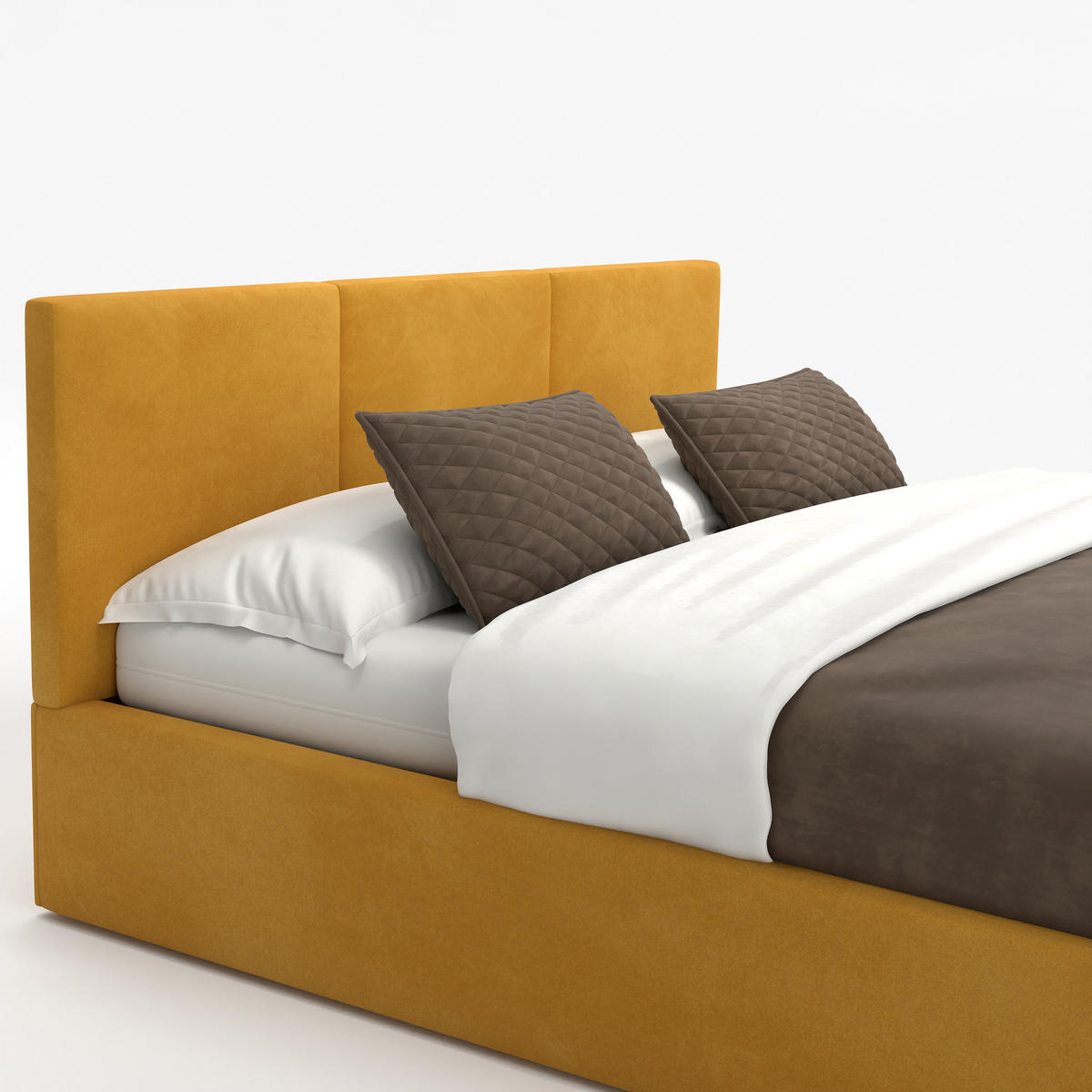 POLSTERBETT mit Stauraum Gelb 120x200cm Kopfteil 88cm - Gelb, Holzwerkstoff/Textil (120/200cm) - Muralo