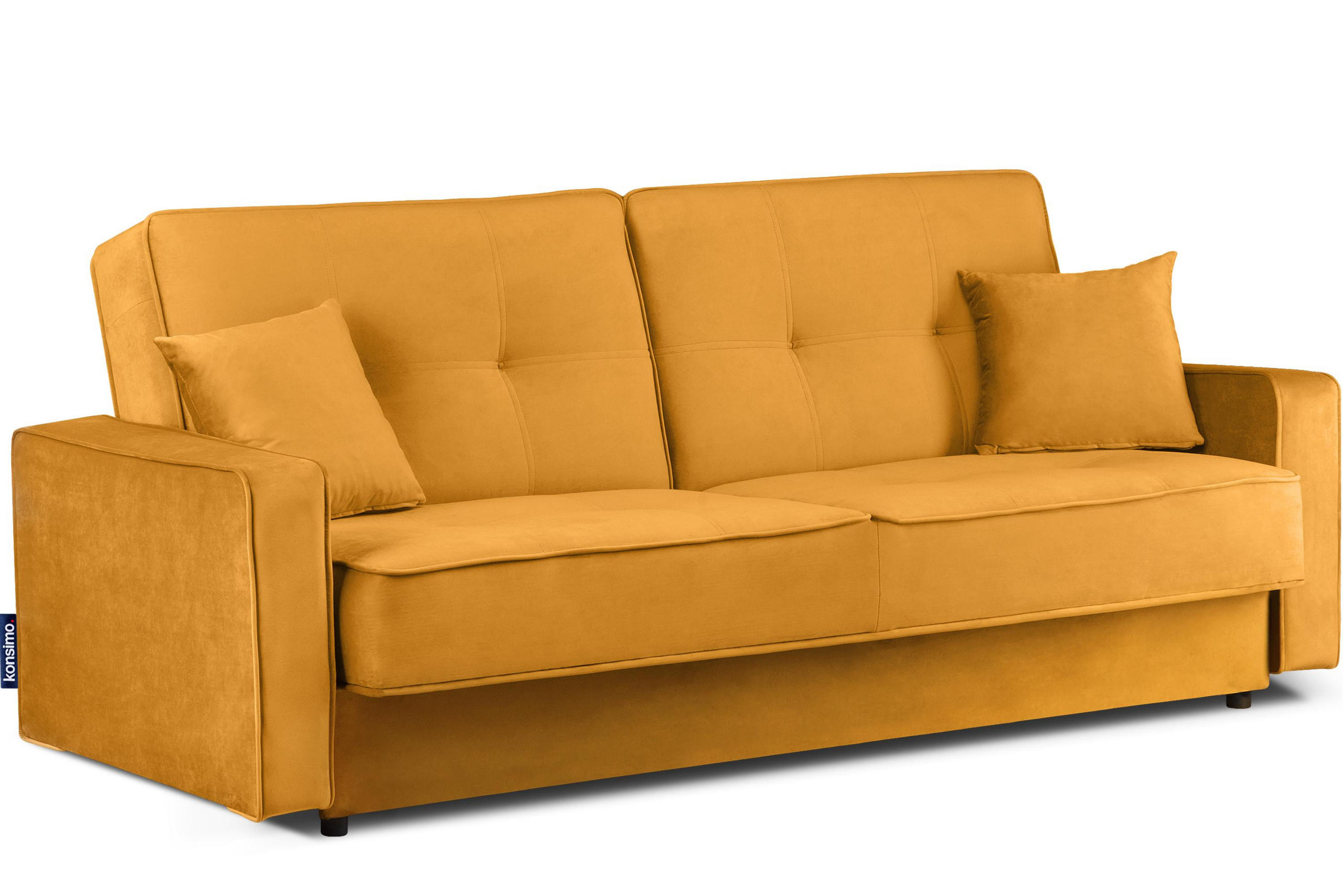 SCHLAFSOFA ORIO 3 Personen, Velours-Stoff, Gelb - Gelb, Textil (219/90/90cm) - KONSIMO®