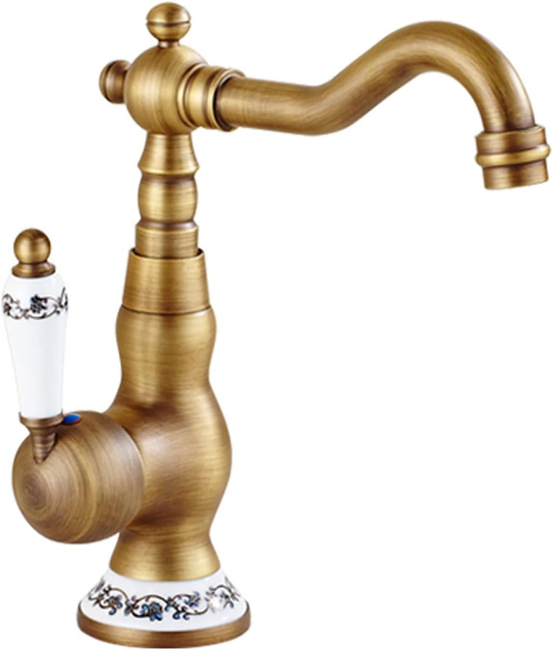 WASCHTISCHARMATUR Retro Antik Messing, Einhand-Mischbatterie 360-Grad-Drehung, Hoch, Gold - Goldfarben, Metall (16/23/6cm) - Kaket