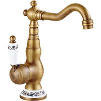 WASCHTISCHARMATUR Retro Antik Messing, Einhand-Mischbatterie 360-Grad-Drehung, Hoch, Gold - Goldfarben, Metall (16/23/6cm) - Kaket
