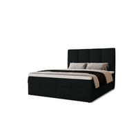BOXBETT Malmo mit 2 Bettkästen, 200x200, Schwarz, Velourstoff, Doppelbett mit Bonell-Matratze - Schwarz, Holz/Kunststoff (200/200cm)