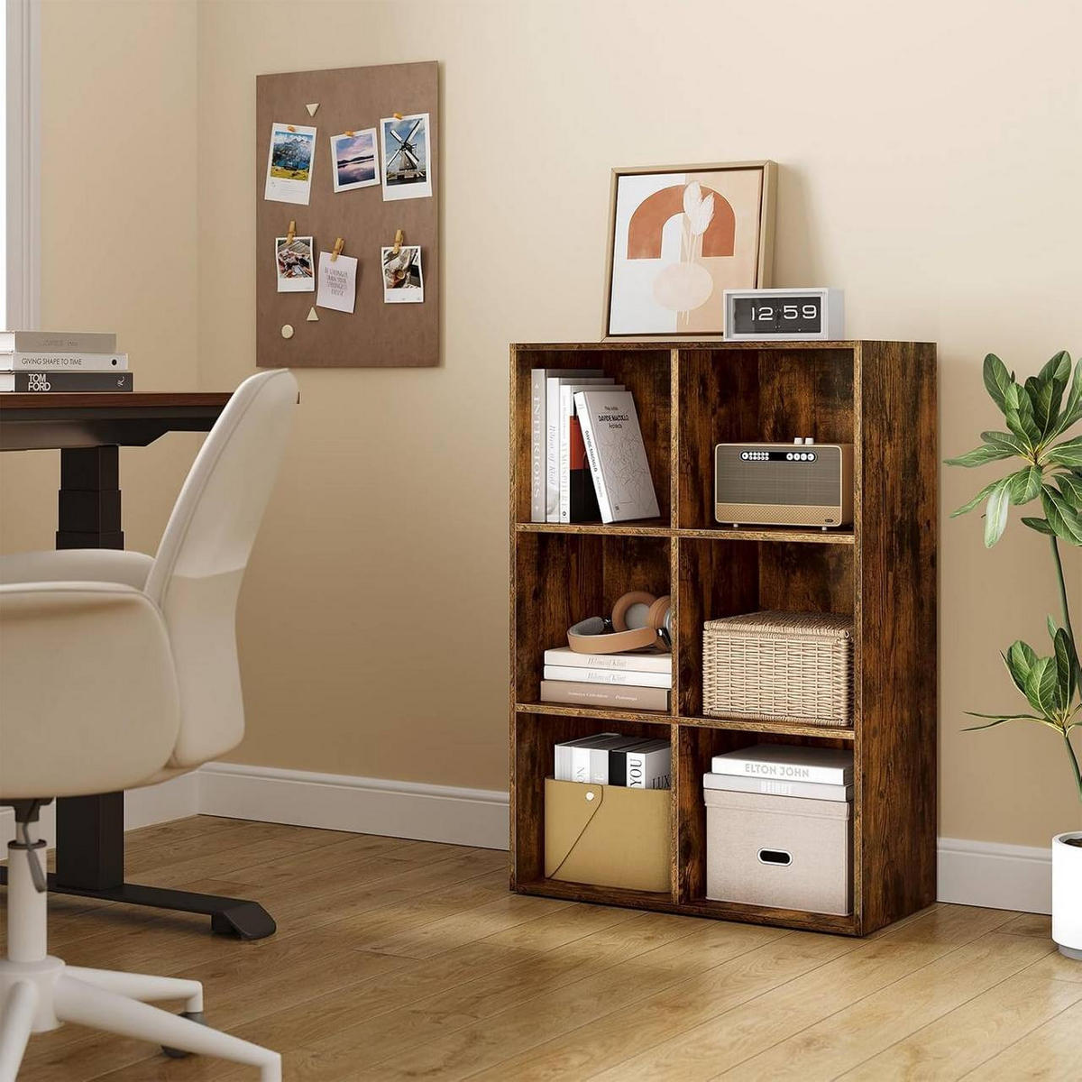 BÜCHERREGAL mit 6 Fächer, Holzwerkstoff, Rustikales Braun - Dunkelbraun, Holzwerkstoff (59.5/89/29cm) - Woltu