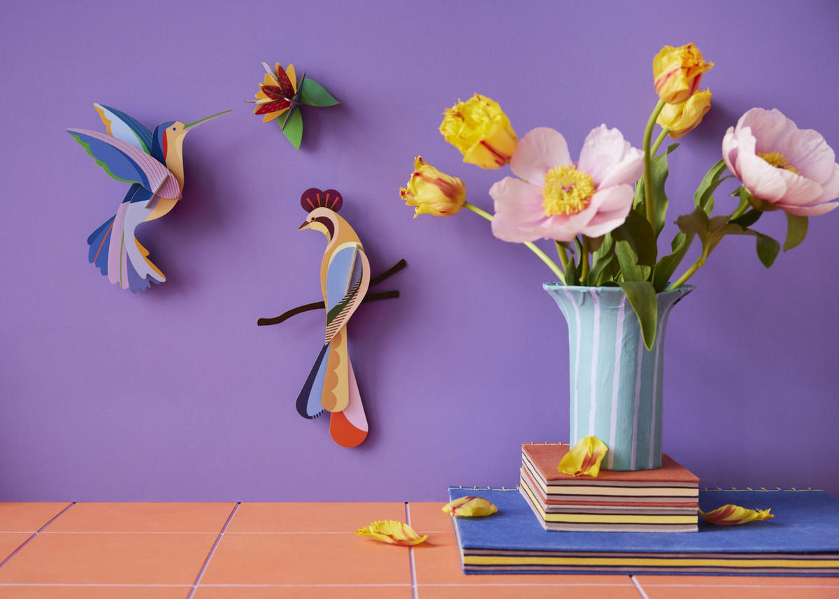 WANDDEKO Flattern & Blühen 5/17 cm - Multicolor, Wellpappe (5/17/25cm) - KUNSTLOFT