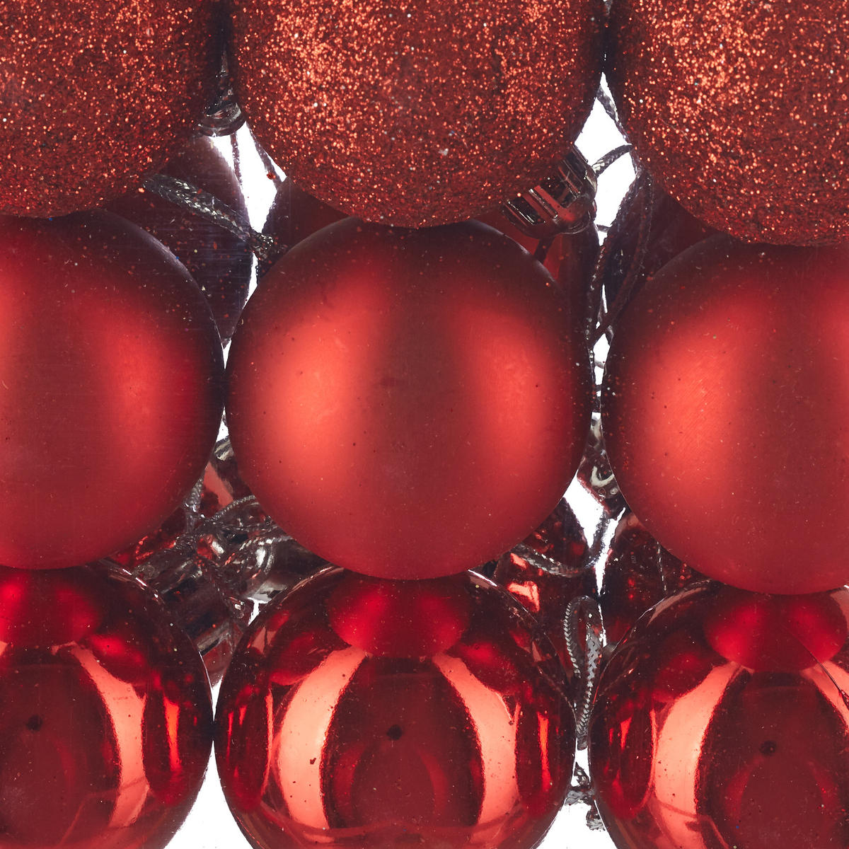 100XWEIHNACHTSKUGELN - Rot, Kunststoff (6/7/6cm) - Relaxdays