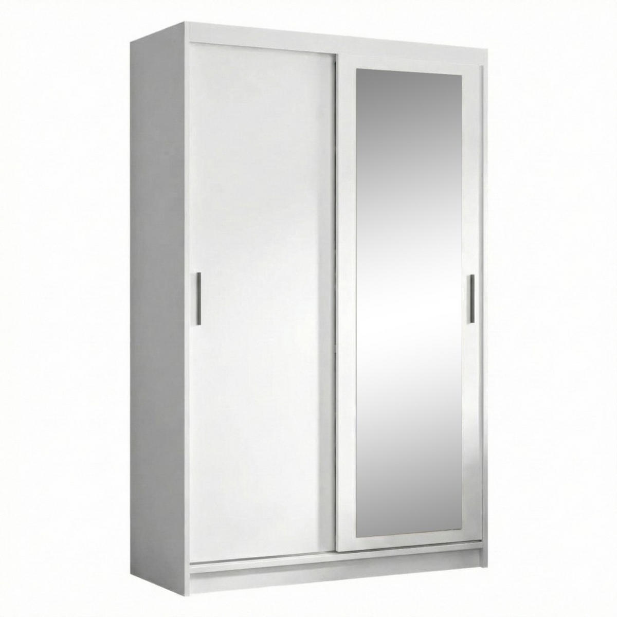 SCHWEBETÜRENSCHRANK Hela 100/205/60 2-türig weiß mit Schubladen - Weiß, Holzwerkstoff (100/205/60cm) - Beautysofa