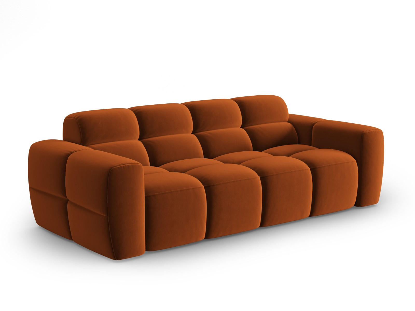 SOFA Lisa aus Samt terrakotta 3 Sitzplätze - Terra cotta, Textil (101/77/216cm) - Micadoni