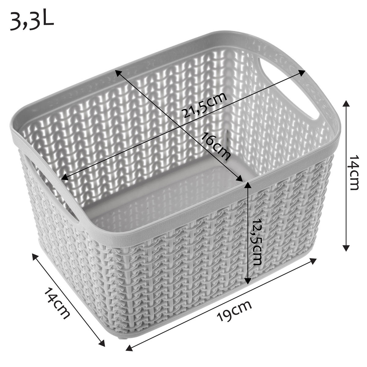 PLASTIKKORB 3,3 l, grau - Grau, Kunststoff (14/19cm) - KADAX