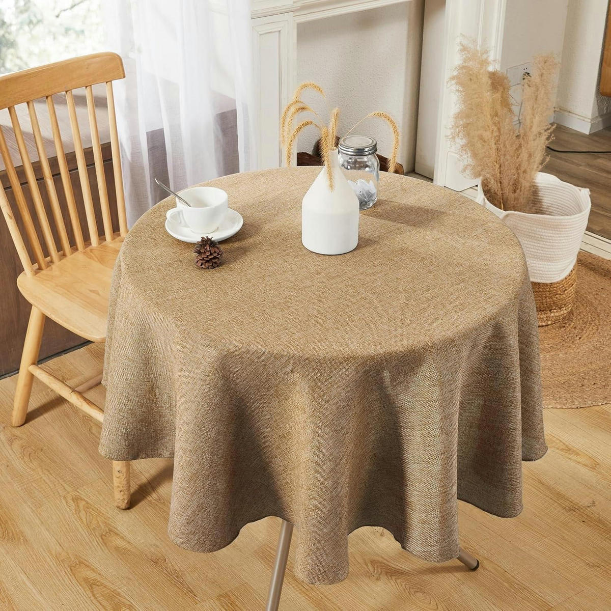 TISCHDECKE Rund 140 cm Ockerbraun - Hellbraun, Textil (140/140/1cm)