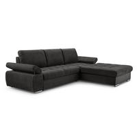 ECKSOFA SANDRO Schwarz Geflochtener Stoff mit Schlaffunktion - Schwarz, Holz (277/201cm) - MASSENO