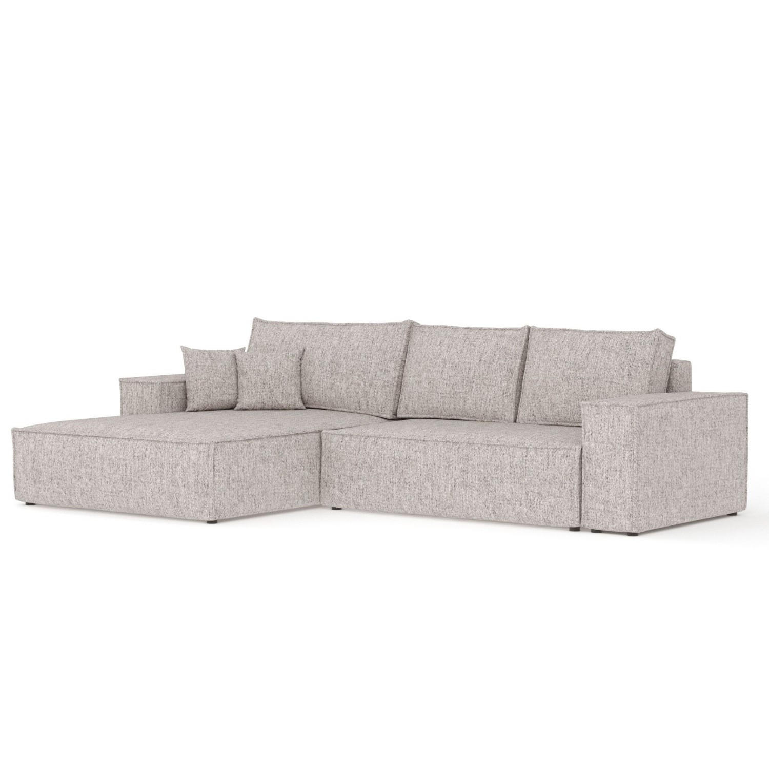 ECKSOFA TAURI mit Schlaffunktion Beige im Neve Stoff - Beige/Schwarz, Holz/Holzwerkstoff (294/185cm) - AltaBeds