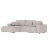 ECKSOFA TAURI mit Schlaffunktion Beige im Neve Stoff - Beige/Schwarz, Holz/Holzwerkstoff (294/185cm) - AltaBeds