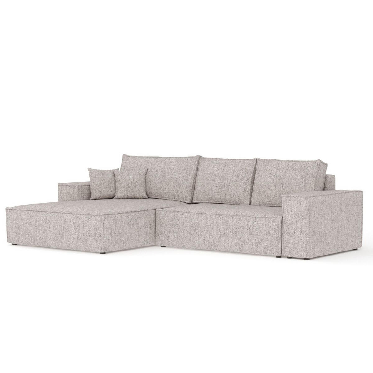 ECKSOFA TAURI mit Schlaffunktion Beige im Neve Stoff - Beige/Schwarz, Holz/Holzwerkstoff (294/185cm) - AltaBeds