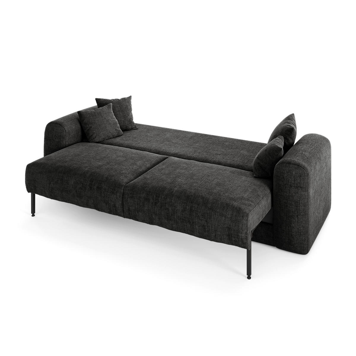 SCHLAFSOFA mit Stauraum in Nussbaum RIO Köpergewebe Dunkles Anthrazit 250cm - Dunkelgrau/Anthrazit, Textil (250/90/95cm) - Sia Home
