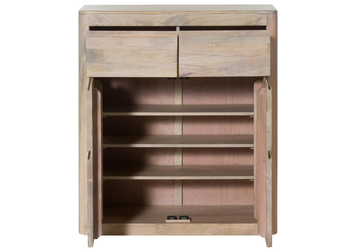 KOMMODE Mango 100x37x111 weiß lackiert TORONTO #338 - Weiß, Holz (100/111/37cm) - Massivmoebel24