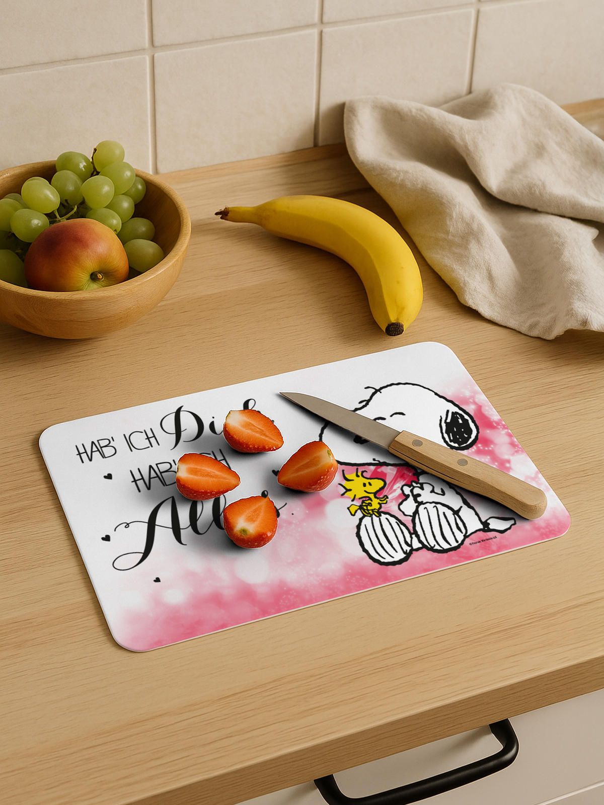 BRETTCHEN The Peanuts Snoopy Hab ich dich, hab ich alles Weiß/Rosa 14,5 x 23,5 cm - Multicolor, Kunststoff (14.5/23.5cm) - United Labels