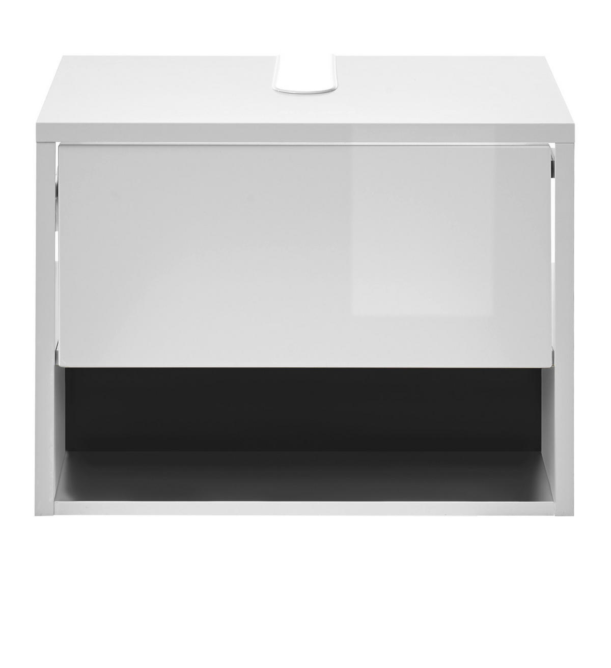 WASCHBECKENUNTERSCHRANK in weiß Hochglanz und grau 60 cm Glide - Weiß Hochglanz/Grau, Holzwerkstoff (60/44/46cm) - Furn.Design