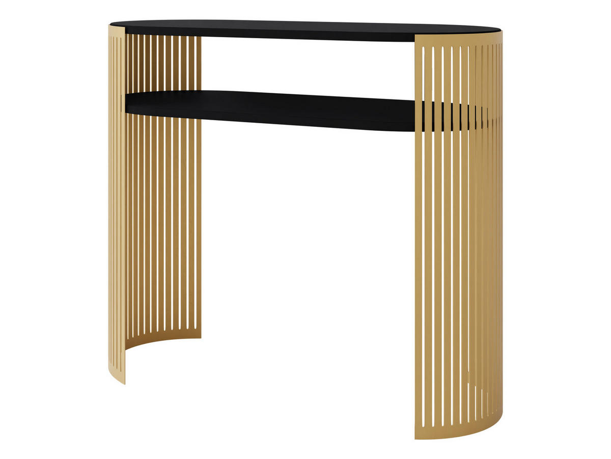 KONSOLENTISCH Fikoli Gold - Goldfarben/Schwarz, Holzwerkstoff/Metall (30/100/86cm) - MIRJAN24
