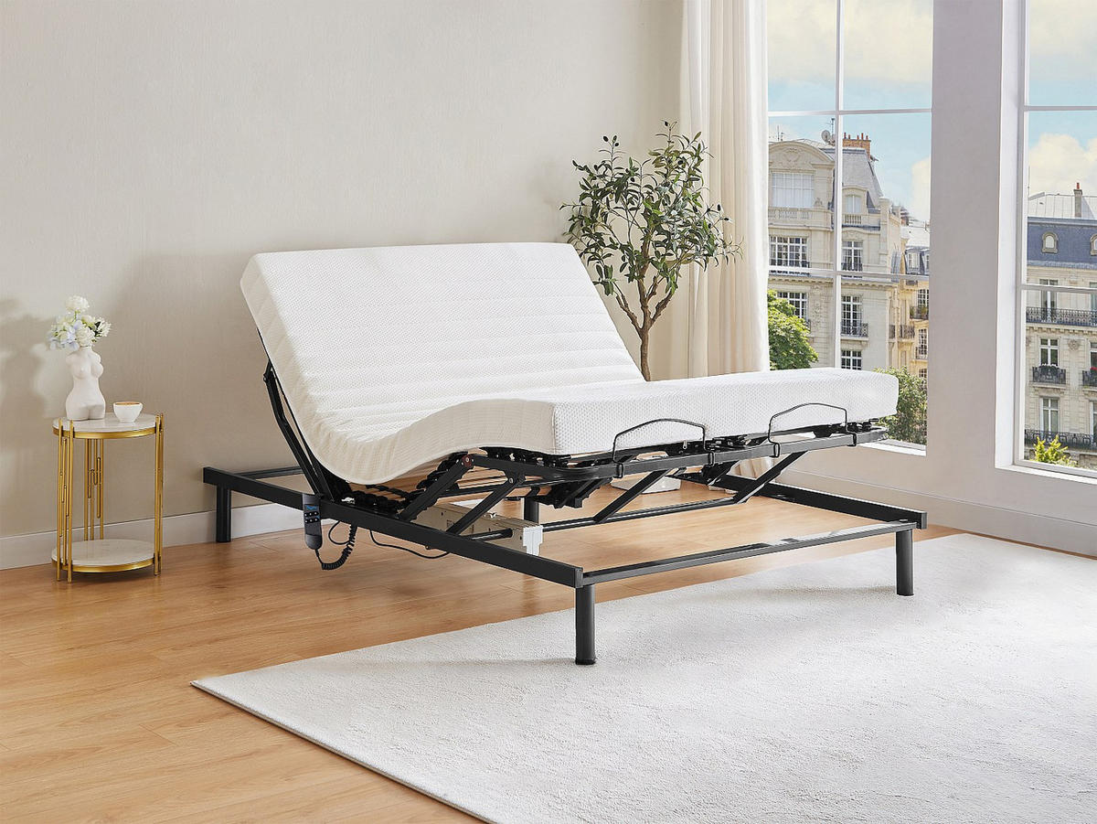 BETTGESTELL mit verstellbarem Lattenrost - 2 Personen - metall - schwarz Pandino - Schwarz, Metall (140/200cm) - Vente-Unique