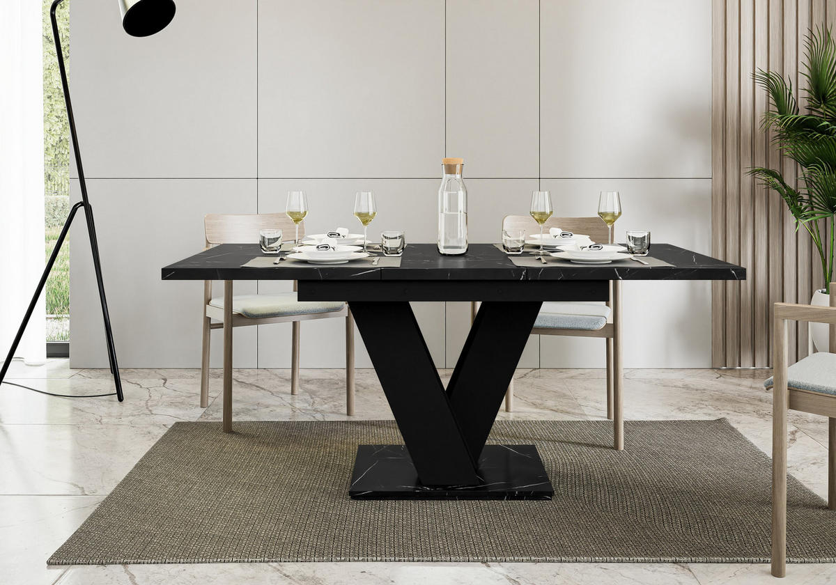 ESSTISCH MASSAR Ausziehbar 120 - 160 / 80 x 76 cm - Hellgrau/Schwarz, Holz (120/80/76cm) - MASSENO