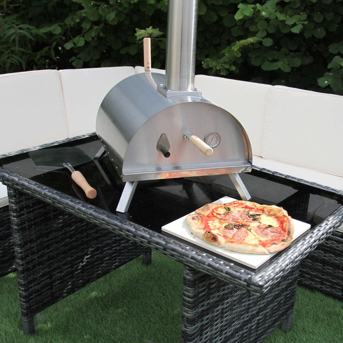 TISCH-PIZZAOFFEN Steinbackofen Pellets - Silberfarben, Metall (44/81/78cm) - Monstershop