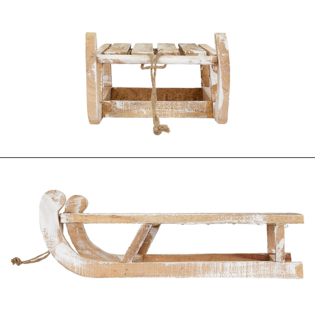 WEIHNACHTSSCHLITTEN 50,5 cm Braun aus Holz mit LED - Braun, Holz (23.5/13.5/50.5cm) - ECD-Germany