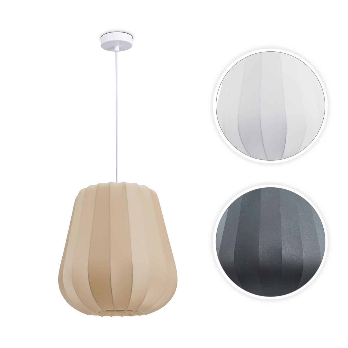 PENDELLEUCHTE Hugo Pd1 Aysun - Beige/Weiß, Metall (35/35/41cm) - Paco Home