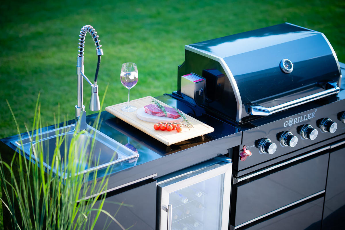OUTDOORKÜCHE Grillmaster Fusion 217/58/119 cm - Schwarz Hochglanz, Metall (58/90/217cm) - Goriller