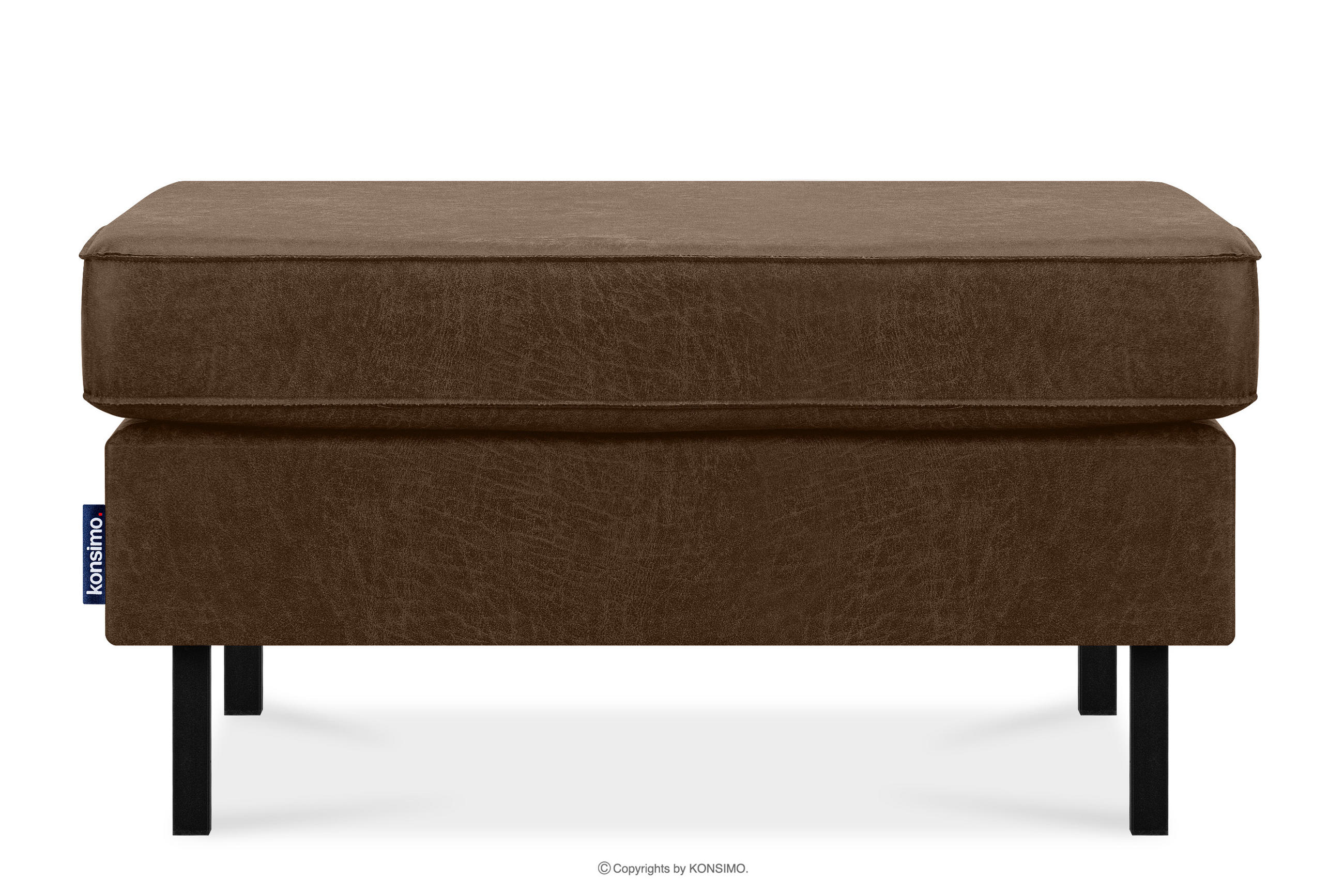 HOCKERSTUHL INVIA auf hohen Metallbeinen vintage, Lederoptik-Stoff, Dunkelbraun - Dunkelbraun/Schwarz, Textil (93/48/70cm) - KONSIMO®