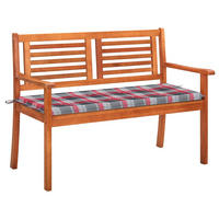 2-SITZER-GARTENBANK mit Auflage 120 cm Massivholz Eukalyptus - Braun, Holz (120/89/60cm) - furnicato