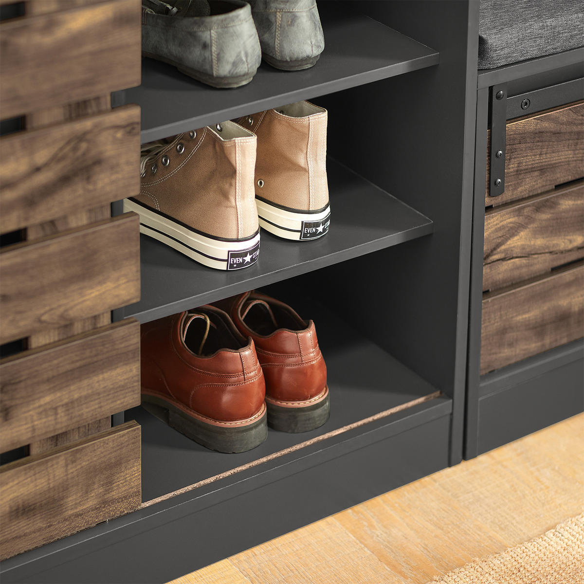 SCHUHSCHRANK Vintage - Braun, Holzwerkstoff (80/89/35cm) - SoBuy