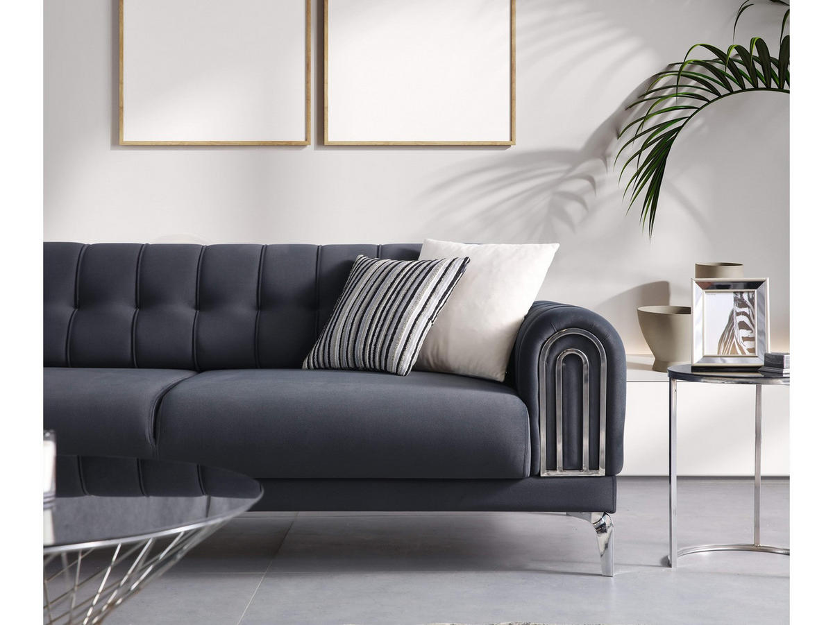 SOFA Lejla 2-Sitzer Samtstoff Anthrazit - Anthrazit, Kunststoff/Textil (185/84/103cm)