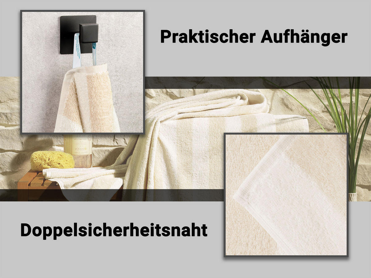 SAUNATUCH, 2er-Set, 75x180 cm, 100% Baumwolle, Weiß - Beige, Textil (75/180cm) - Zollner