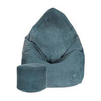 SITZSACK MIT FUßSTÜTZE Kordsamt 2-tlg Ocean Depths M - Blau, Textil (80/120/80cm) - Dreamroots
