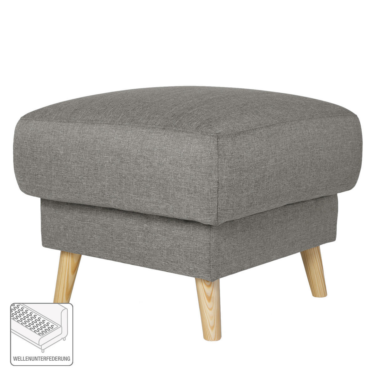 POLSTERHOCKER - Webstoff - Hellbraun/Grau, Holz/Textil (77/46/62cm) - home24