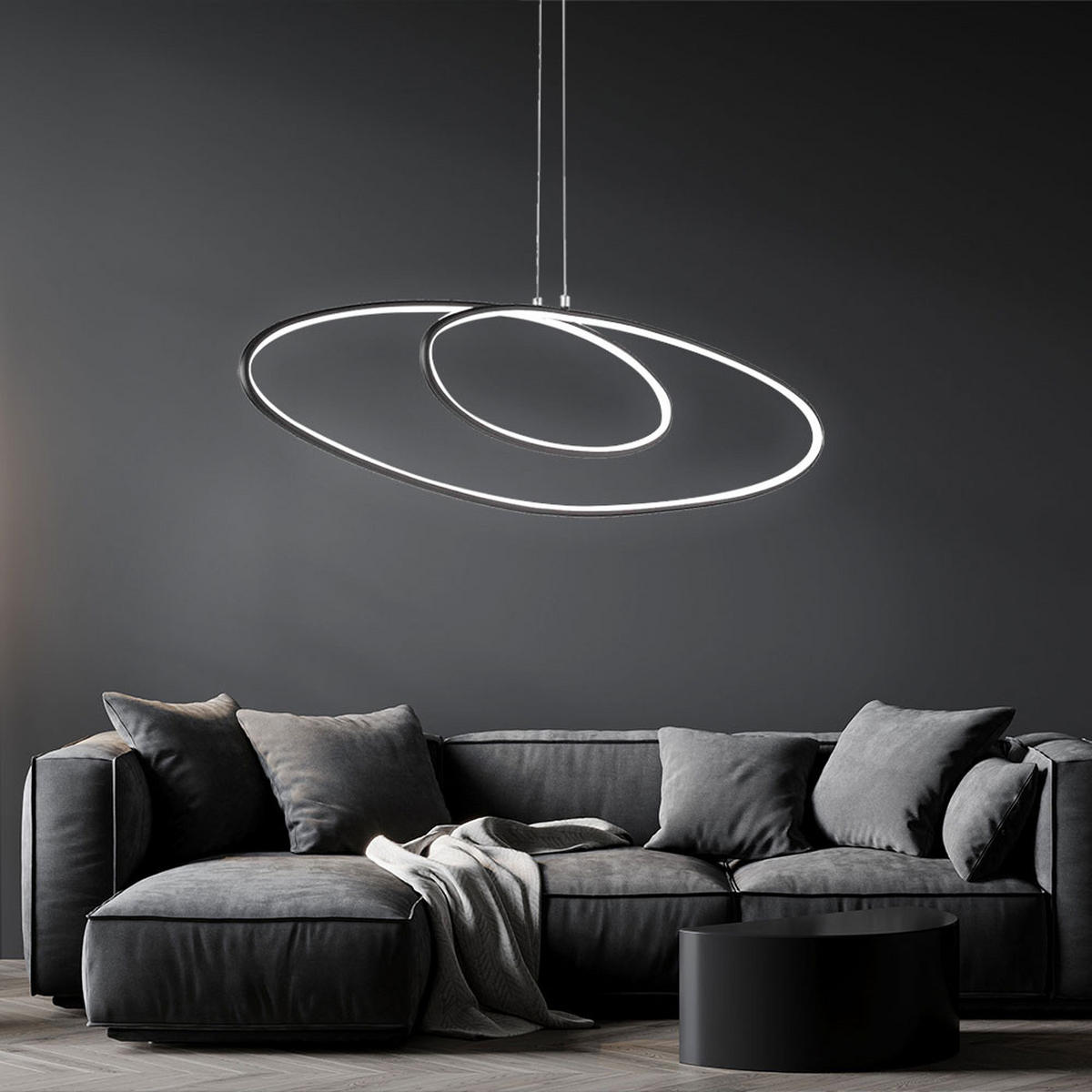 LED HÄNGELEUCHTE Metall Schwarz - Schwarz, Metall (113.5/28/150cm) - Wofi