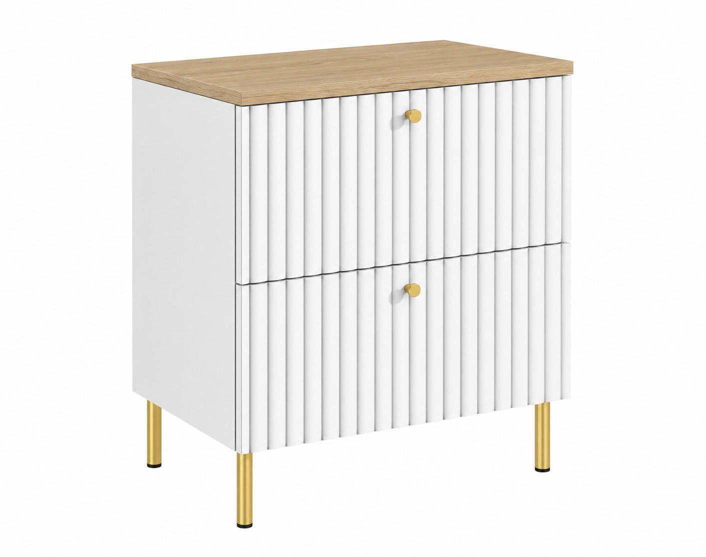 3XE Living Badezimmerschrank: Weiß, Gold 60x73.6x46 cm