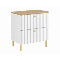 BADEZIMMERSCHRANK: Weiß / Platte Helle Eiche / Griffe Gold / Beine Gold, 60 x 46 x 73,6 cm - Goldfarben/Weiß, Holzwerkstoff (60/73.6/46cm) - 3XE LIVING