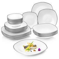TAFELSERVICE BILGOLA BLACK RIM - 24 teilig aus Porzellan - Weiß, Stein (25/5/25cm) - Sänger