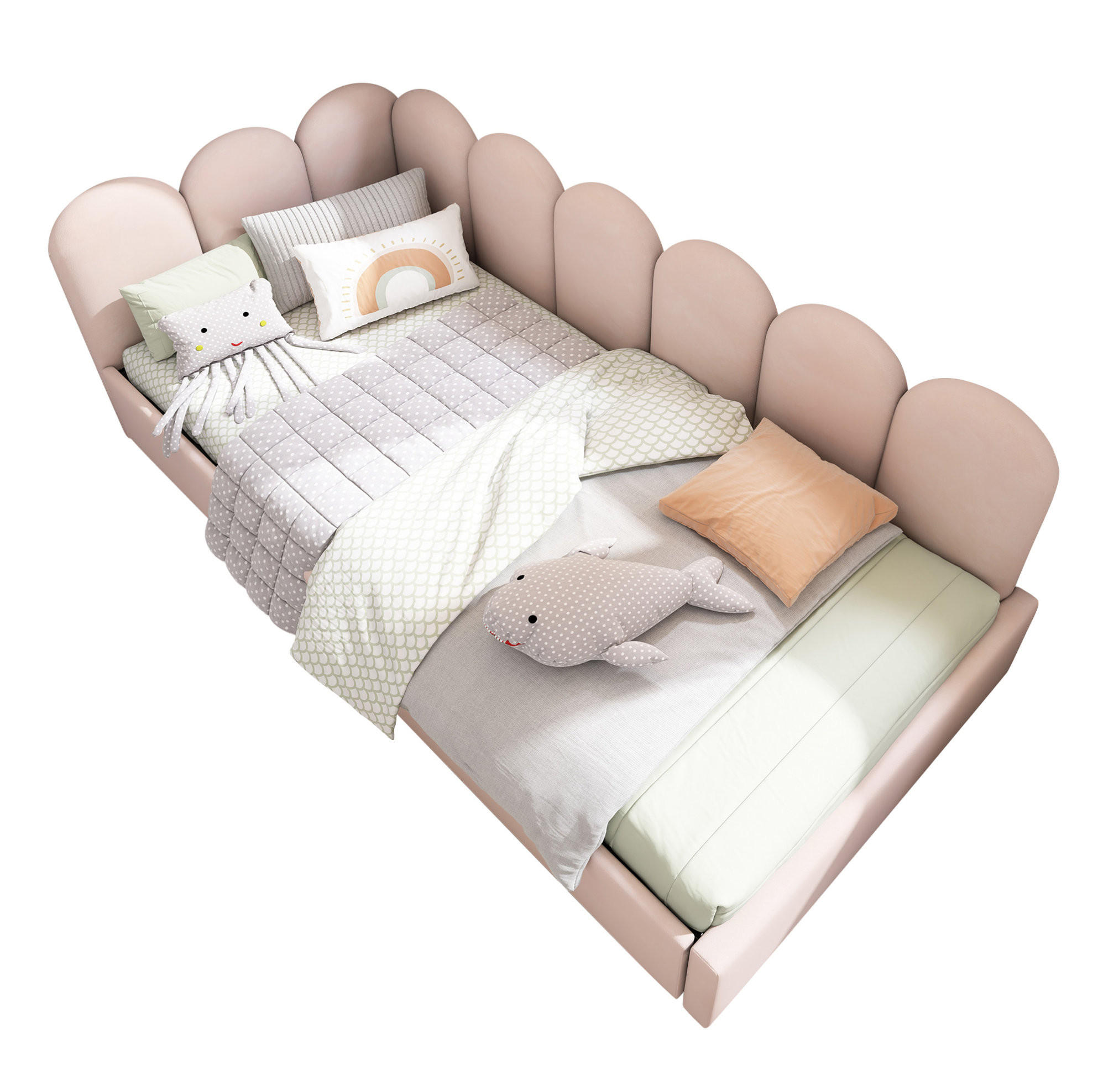 POLSTERBETT aus Samt 90x200 cm in Rosa mit 2 Schubladen - Rosa, Textil (90/200cm) - Modfu